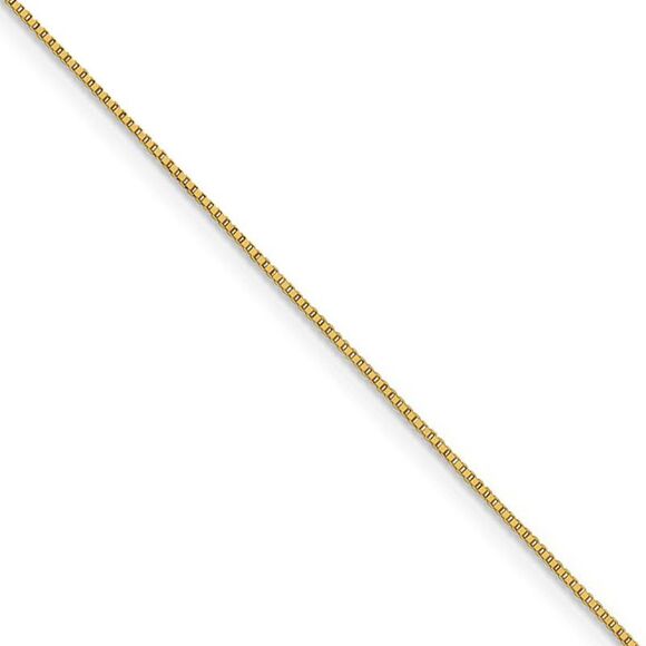 0.7mm 18k Yellow Gold Classic Box Chain Necklace 20 Inch